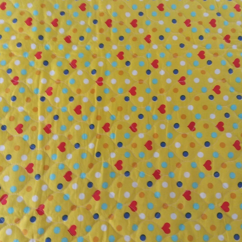 Handmade Baby Quilt Duck Patchwork Blanket Satin Trim Play Mat Blue Yellow 45x28